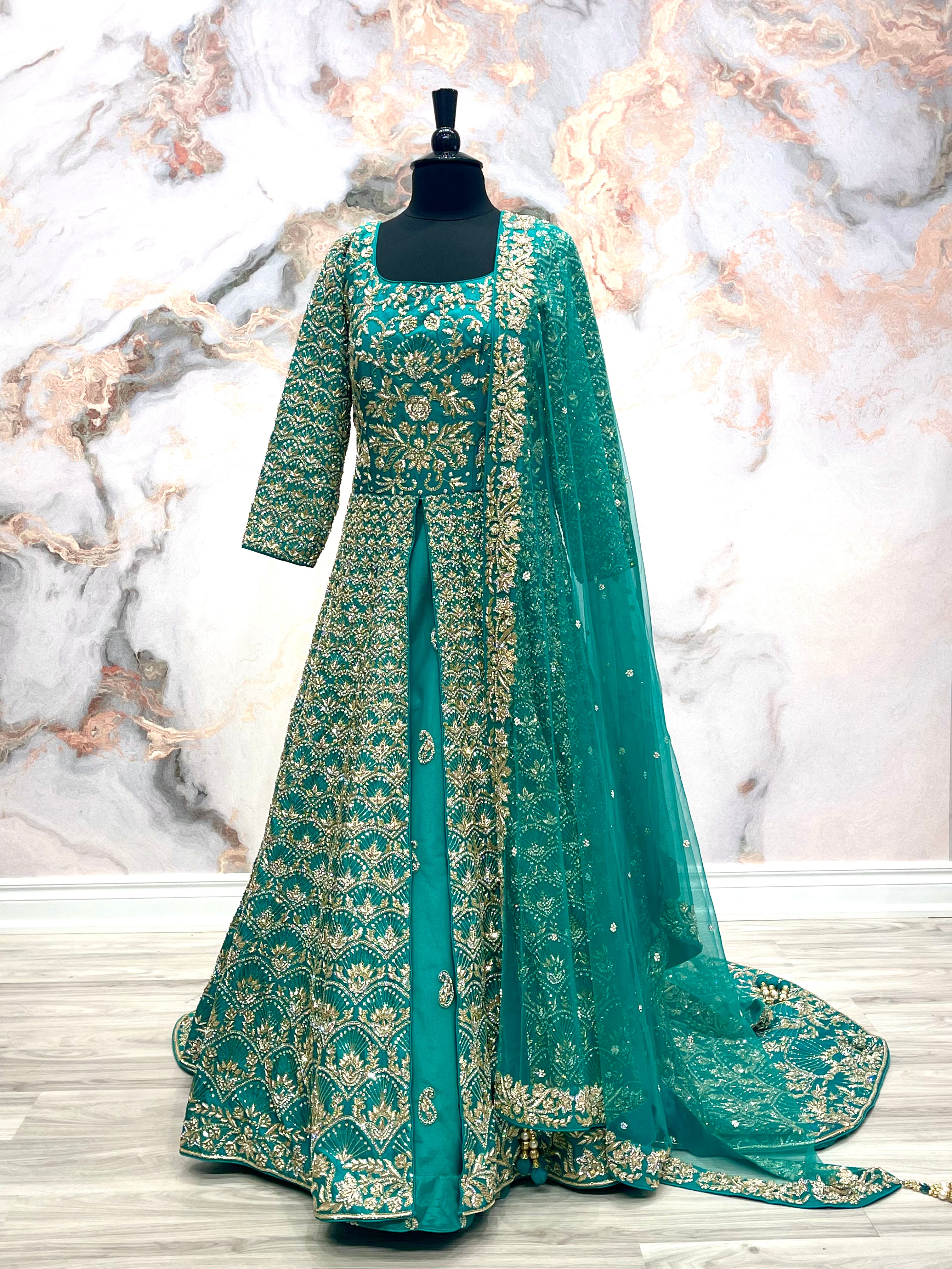 ZAREEN Bridal Anarkali Lehenga with train