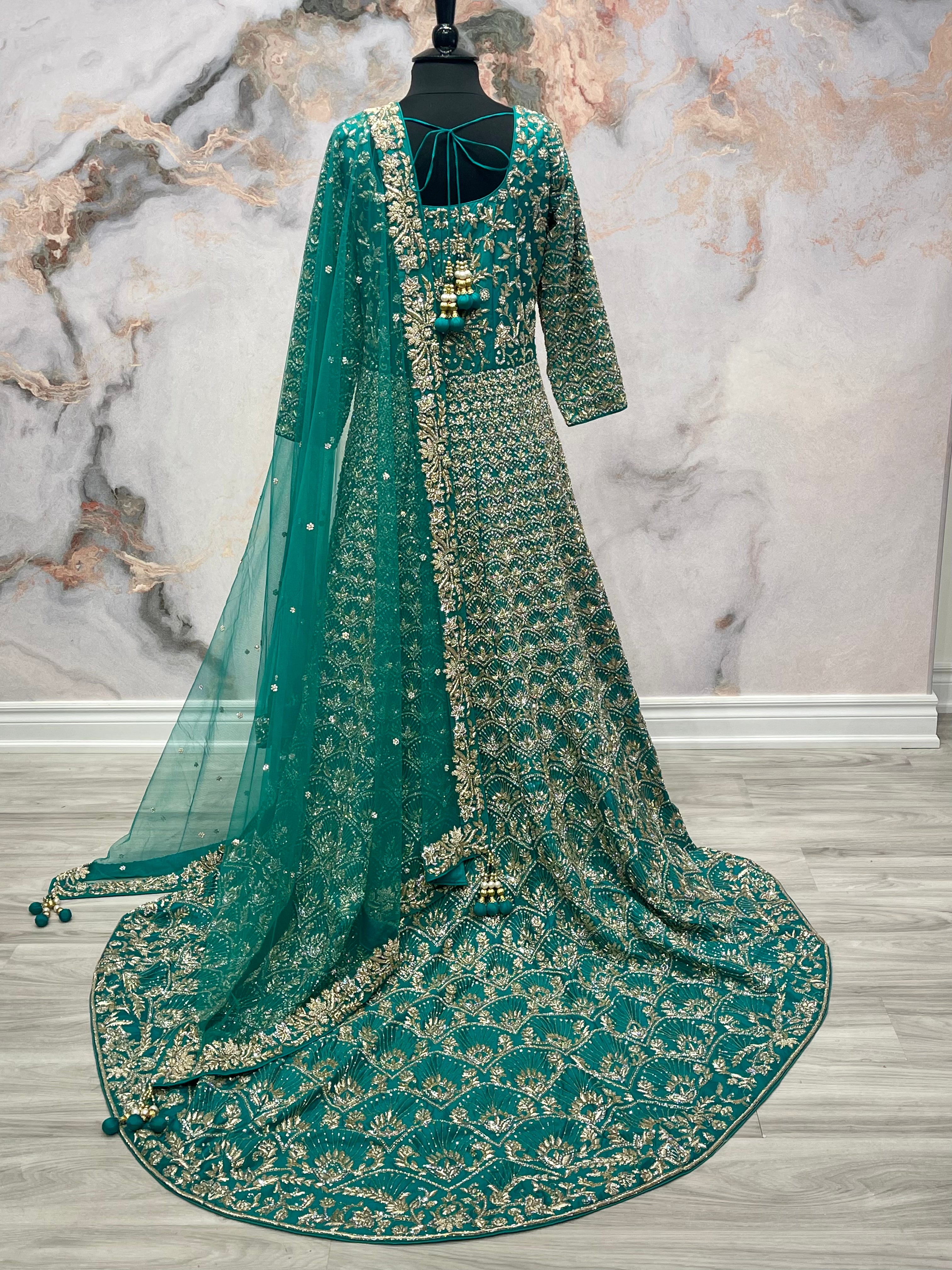 ZAREEN Bridal Anarkali Lehenga with train